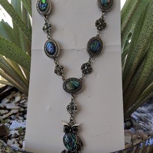 Abalone owl necklace